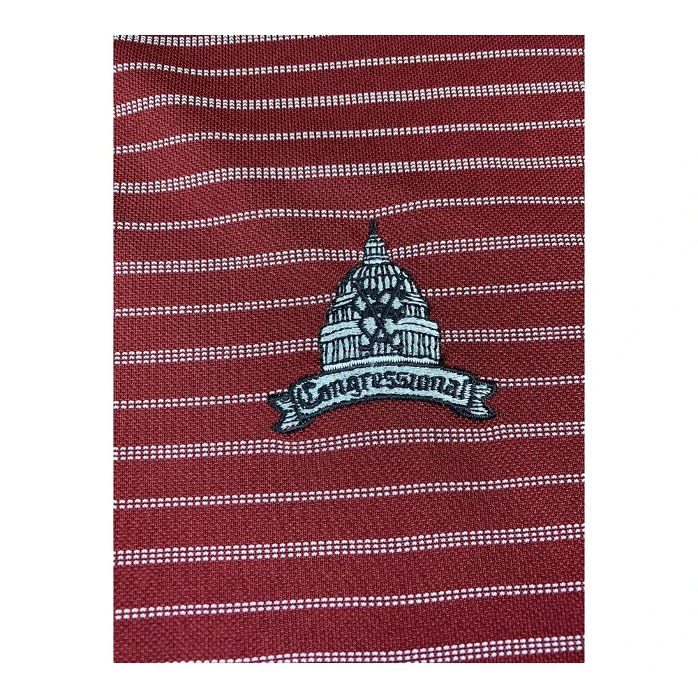 Nike Golf Polo Shirt Men's 2XL Maroon Red/White Stripe US Congressional - Picture 3 of 10